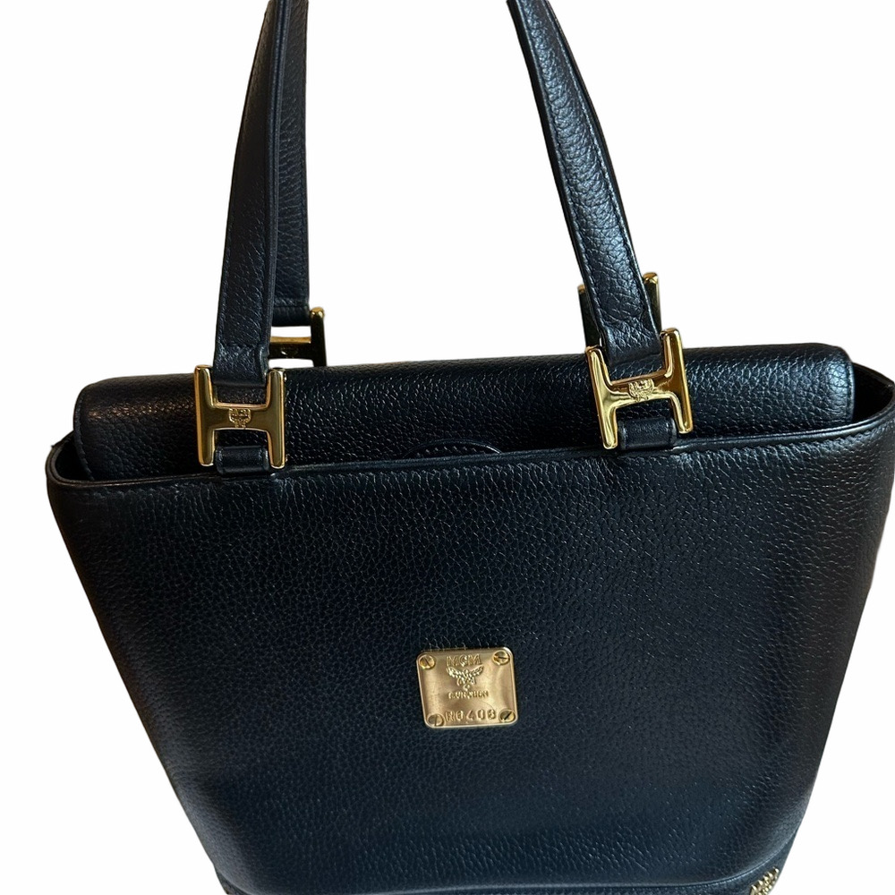 MCM Black Leather Flap Bag with COA